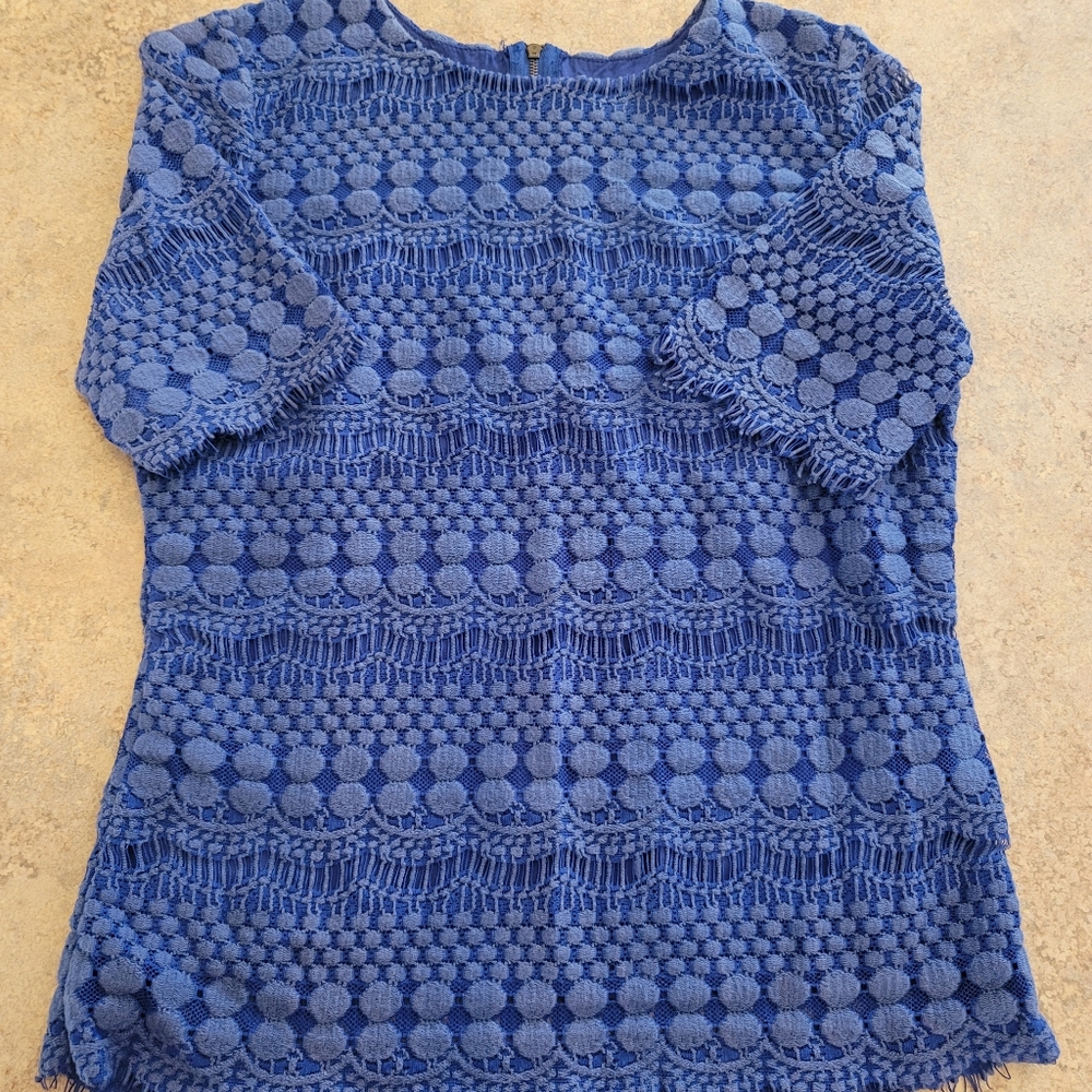 2/$20 Daniel Cremieux Blue Lace Knit Short Sleeve Top EUC